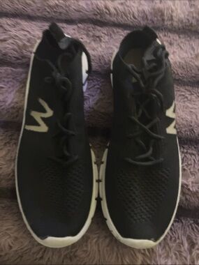 Black Knit Athletic Sneakers with White Sole